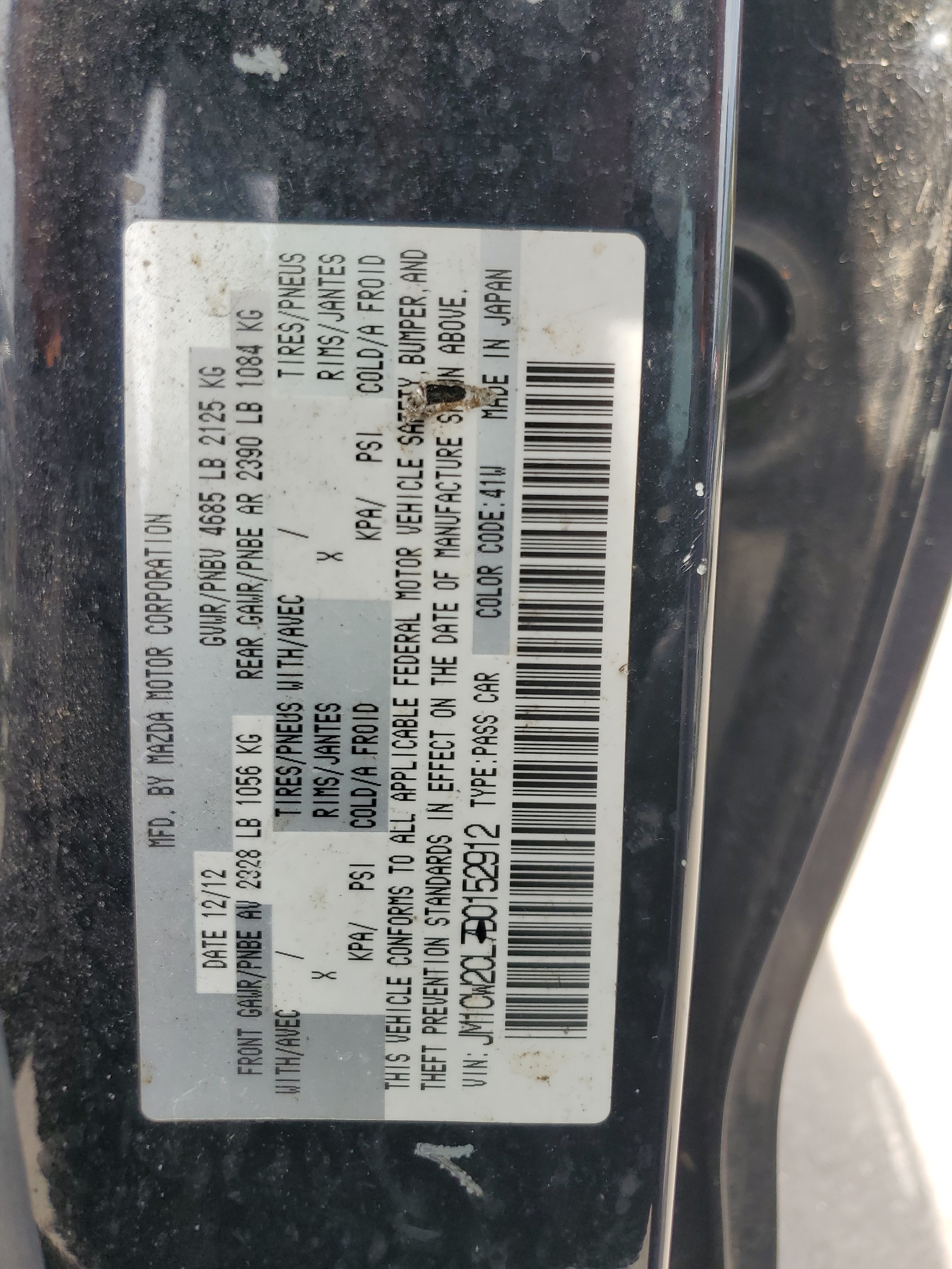 JM1CW2CL7D0152912 2013 Mazda 5