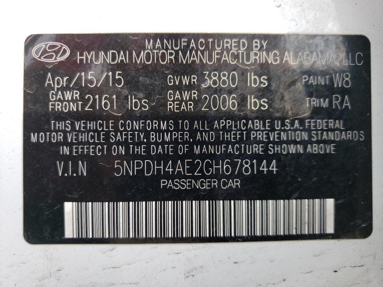 5NPDH4AE2GH678144 2016 HYUNDAI ELANTRA - Image 12