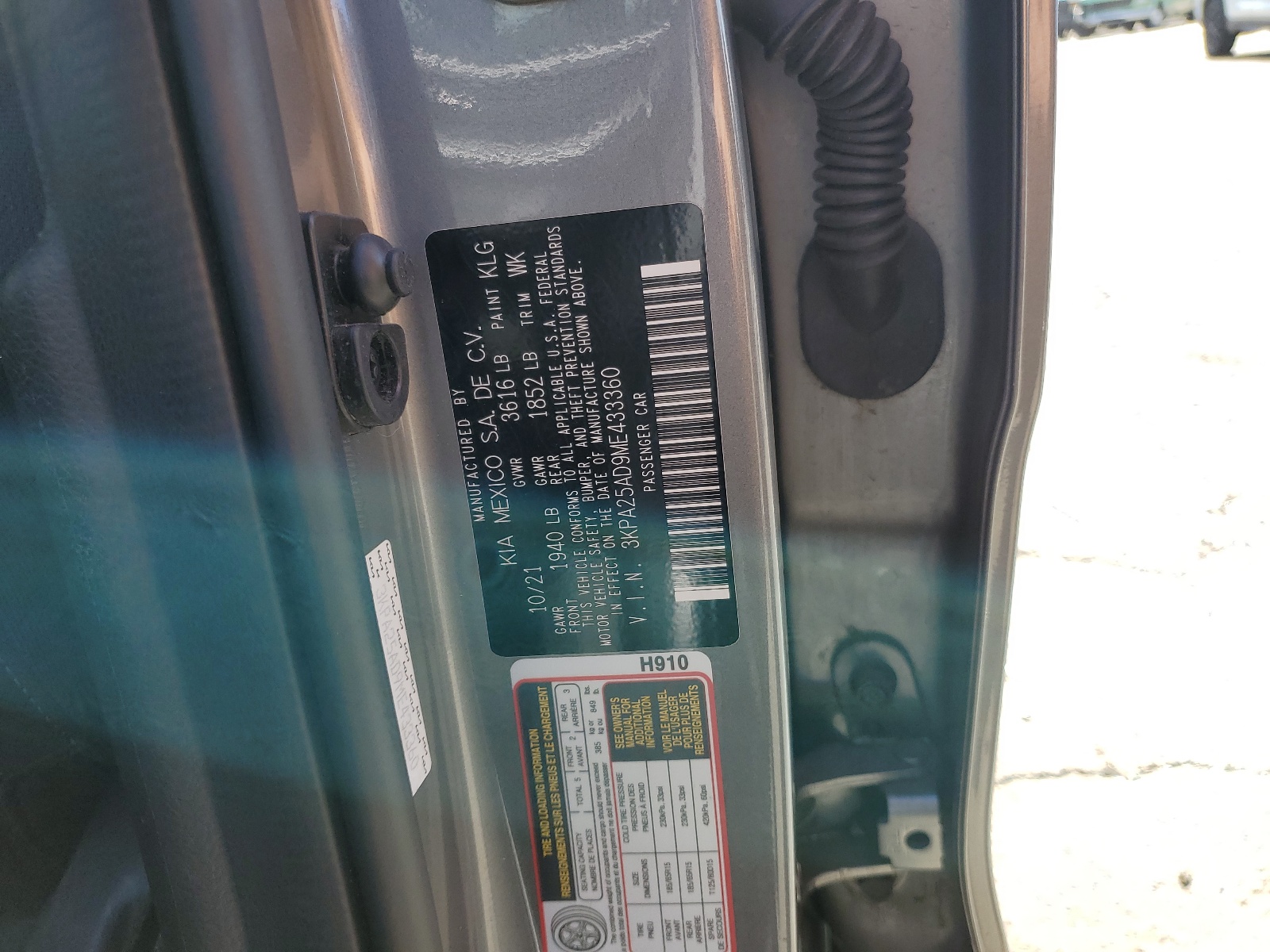 3KPA25AD9ME433360 2021 Kia Rio S