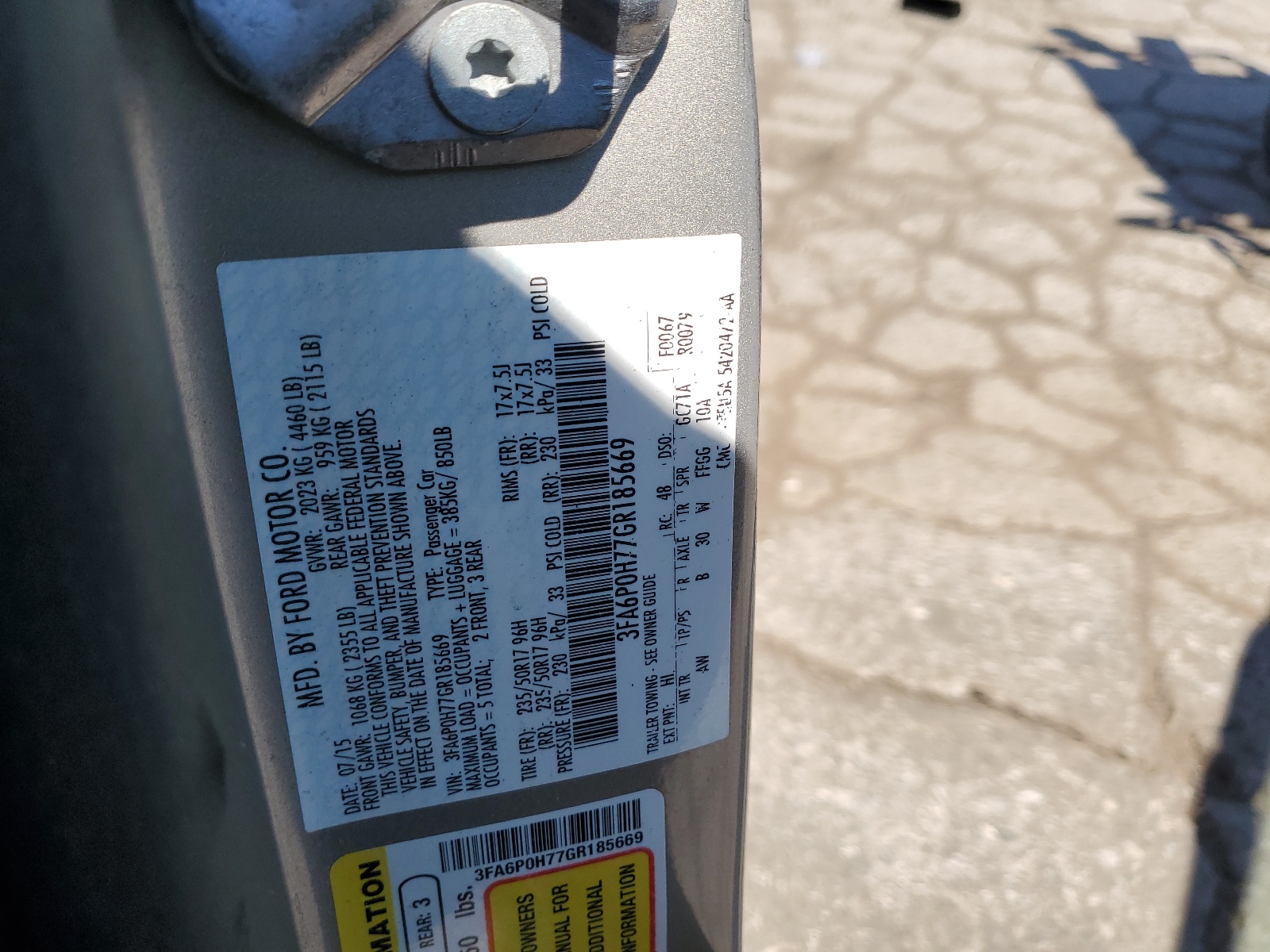 3FA6P0H77GR185669 2016 Ford Fusion Se