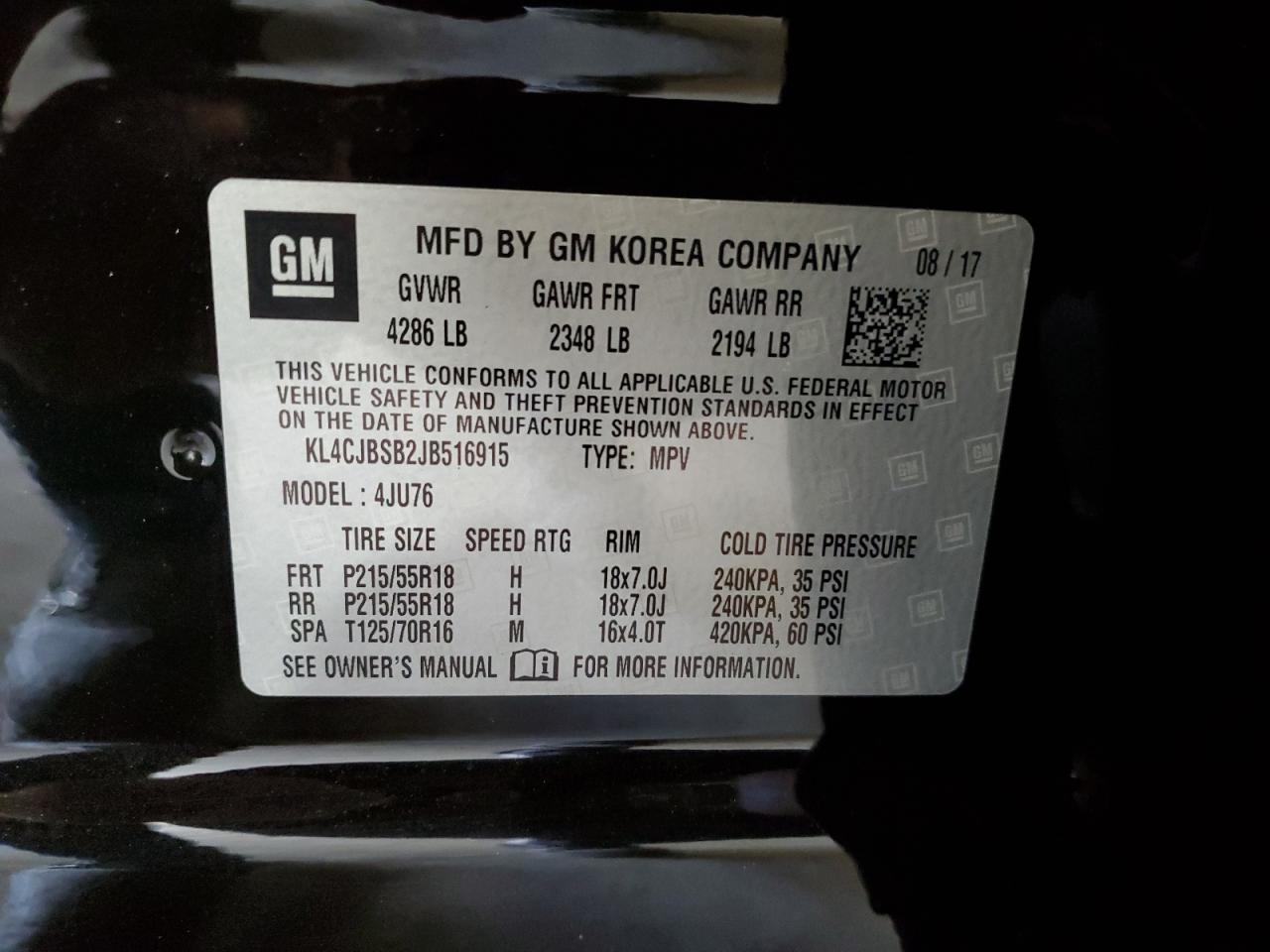 2018 Buick Encore Preferred Ii VIN: KL4CJBSB2JB516915 Lot: 64956014