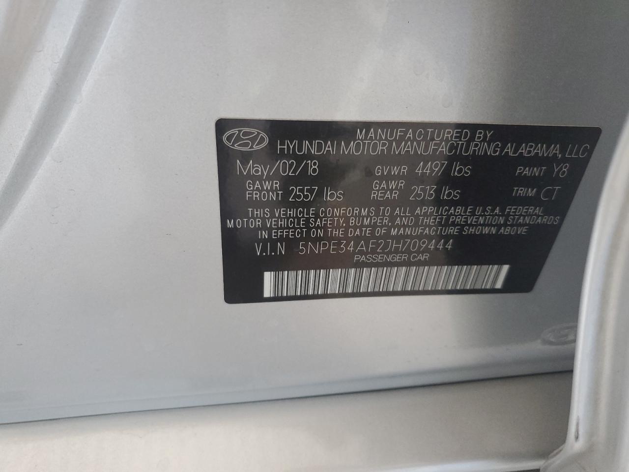 2018 Hyundai Sonata Sport VIN: 5NPE34AF2JH709444 Lot: 65659434