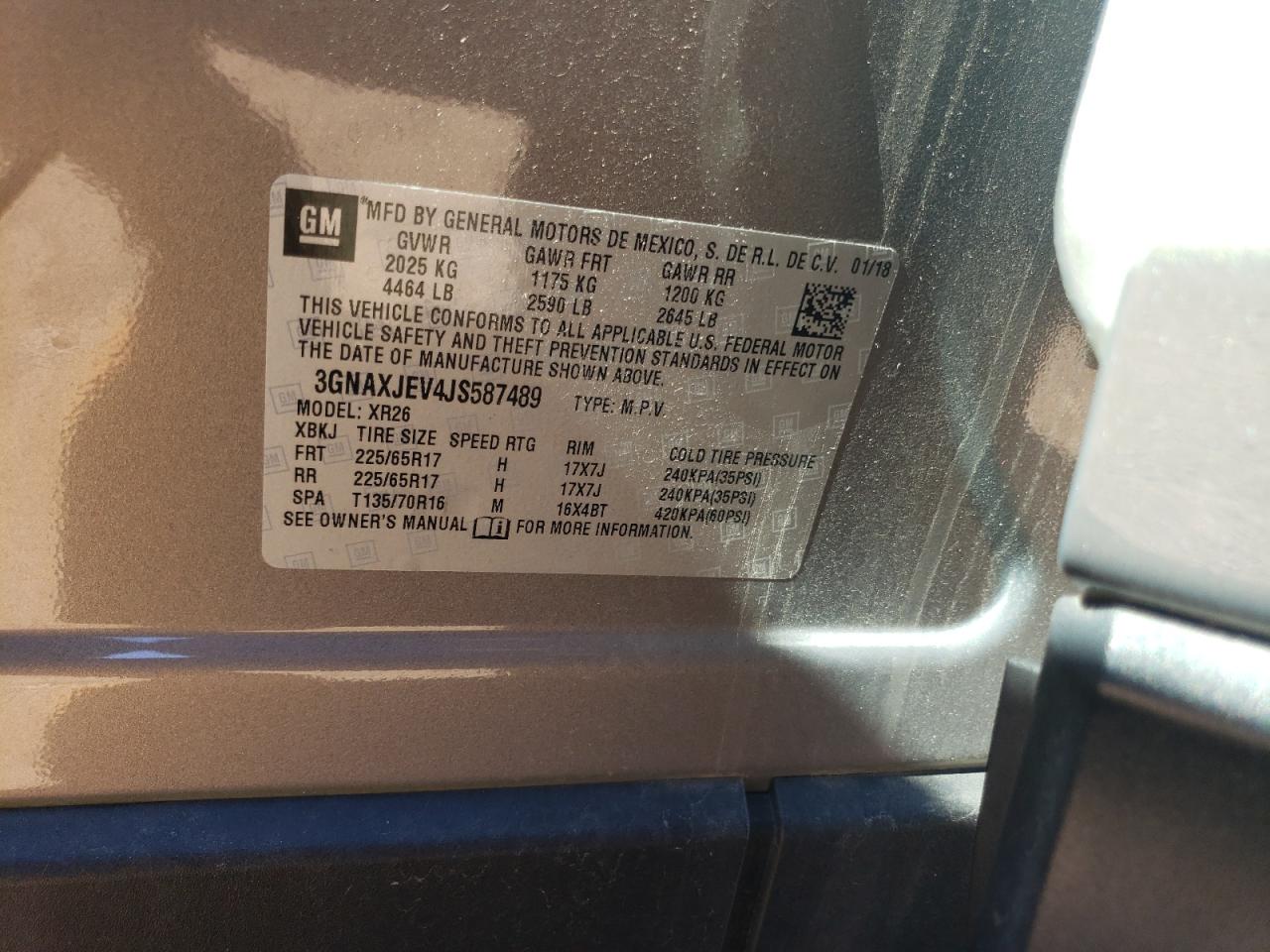 2020 Chevrolet Equinox Lt VIN: 3GNAXJEV4JS587489 Lot: 61205954