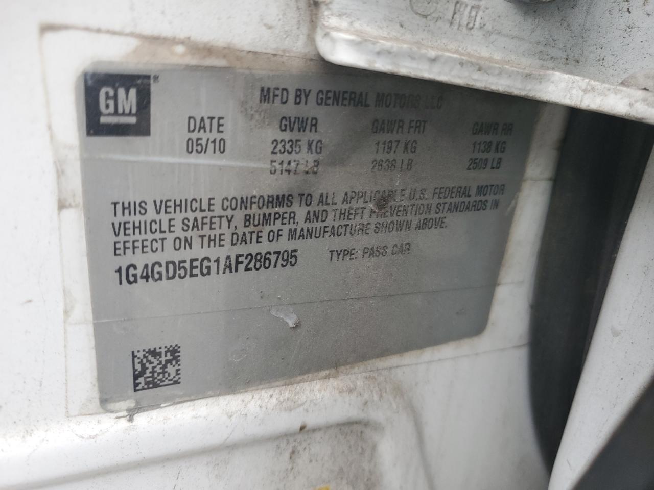 2010 Buick Lacrosse Cxl VIN: 1G4GD5EG1AF286795 Lot: 63534664