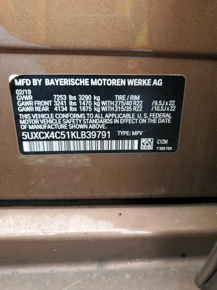 VIN 5UXCX4C51KLB39791 2019 BMW X7 no.13