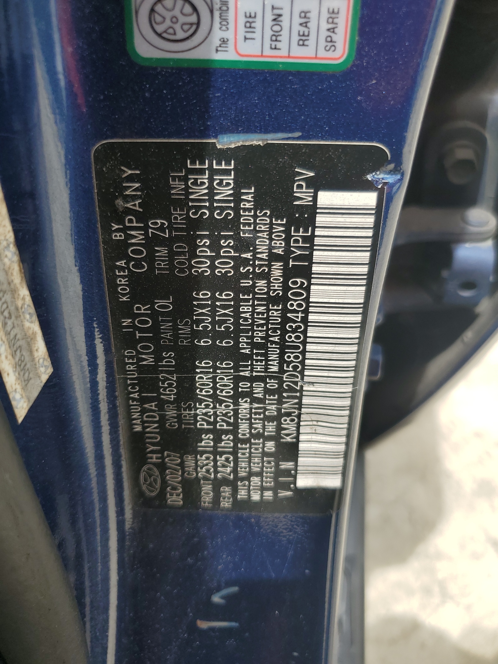 KM8JN12D58U834809 2008 Hyundai Tucson Se