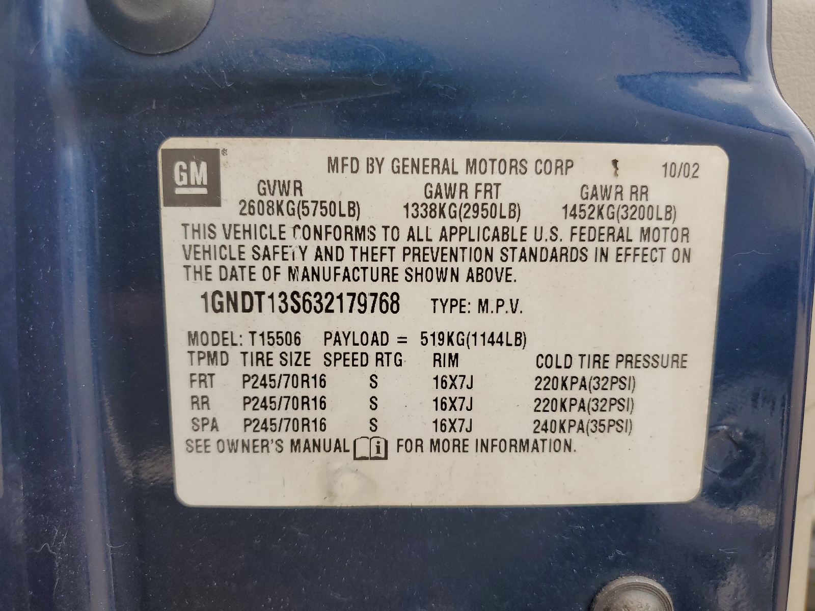 1GNDT13S632179768 2003 Chevrolet Trailblazer