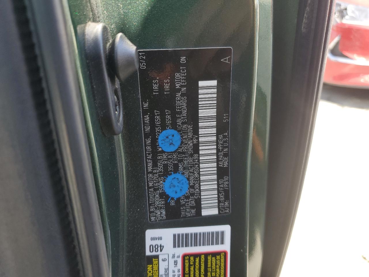 2021 Toyota Sienna Le VIN: 5TDKRKEC8MS043498 Lot: 63618704