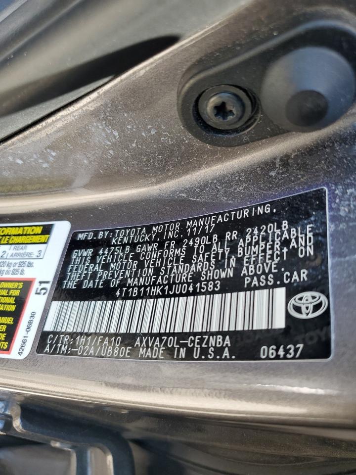 4T1B11HK1JU041583 2018 Toyota Camry L