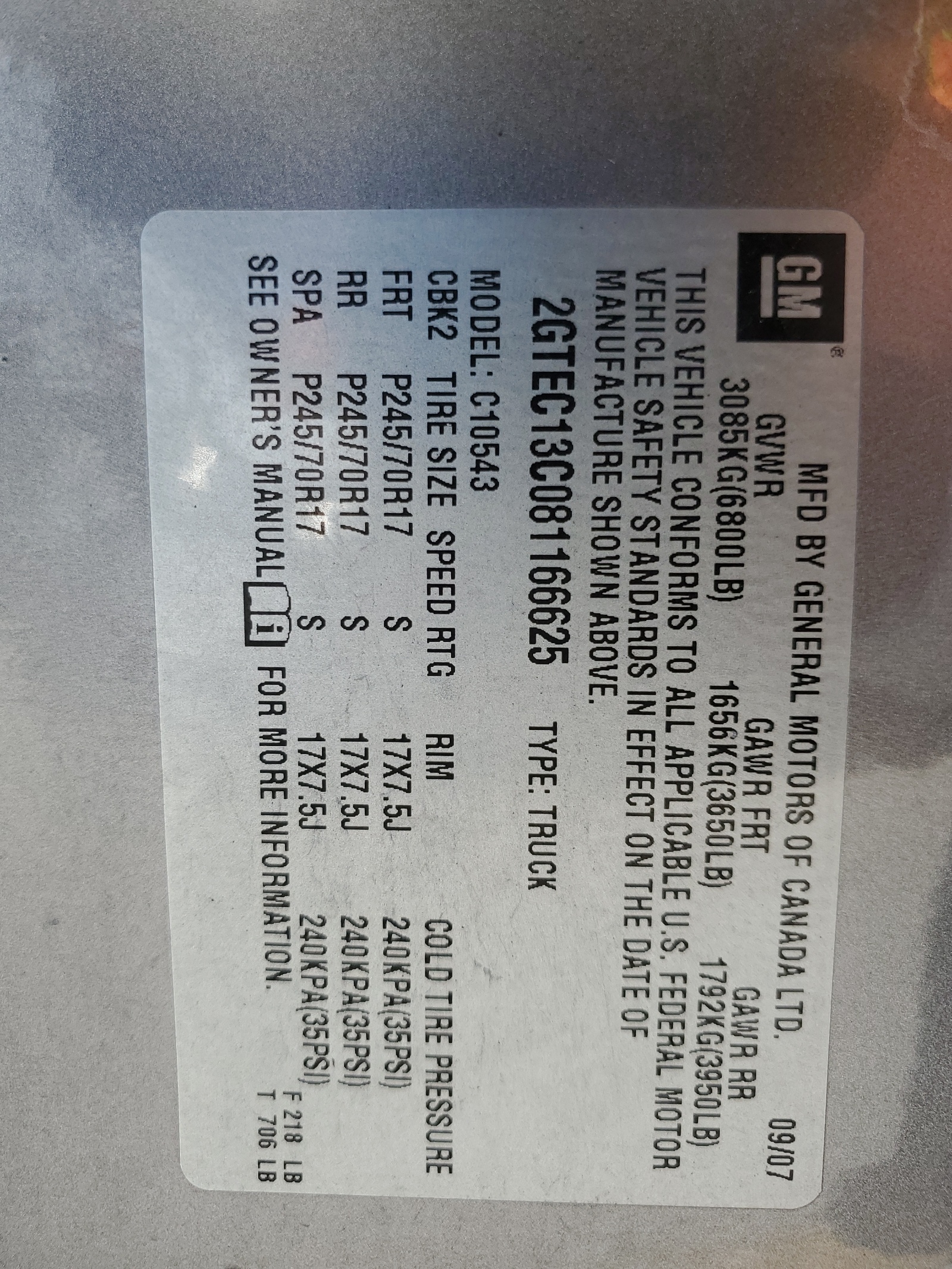 2GTEC13C081166625 2008 GMC Sierra C1500