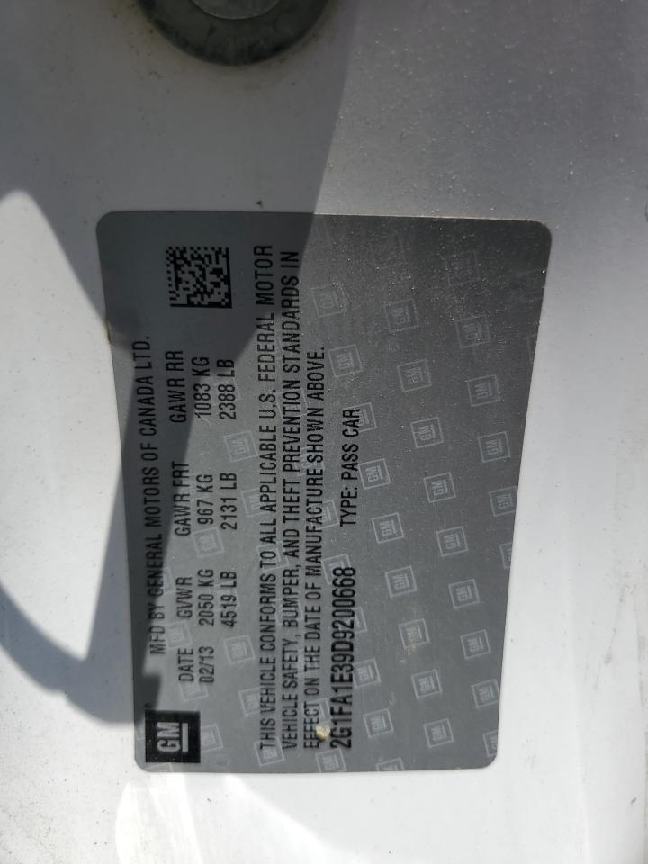 2013 Chevrolet Camaro Ls VIN: 2G1FA1E39D9200668 Lot: 63937064