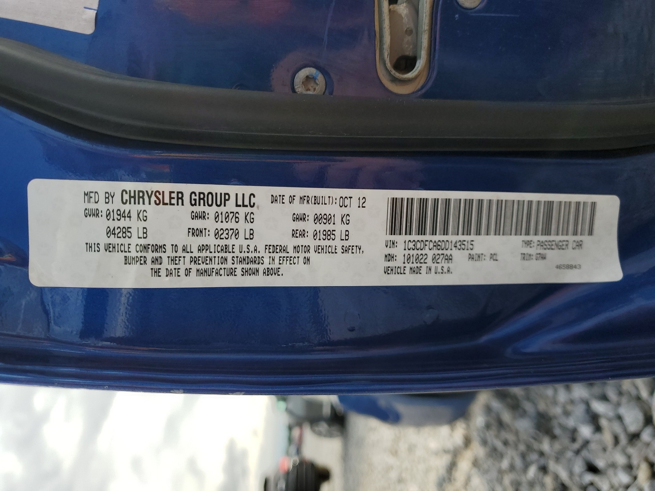 1C3CDFCA6DD143515 2013 Dodge Dart Limited