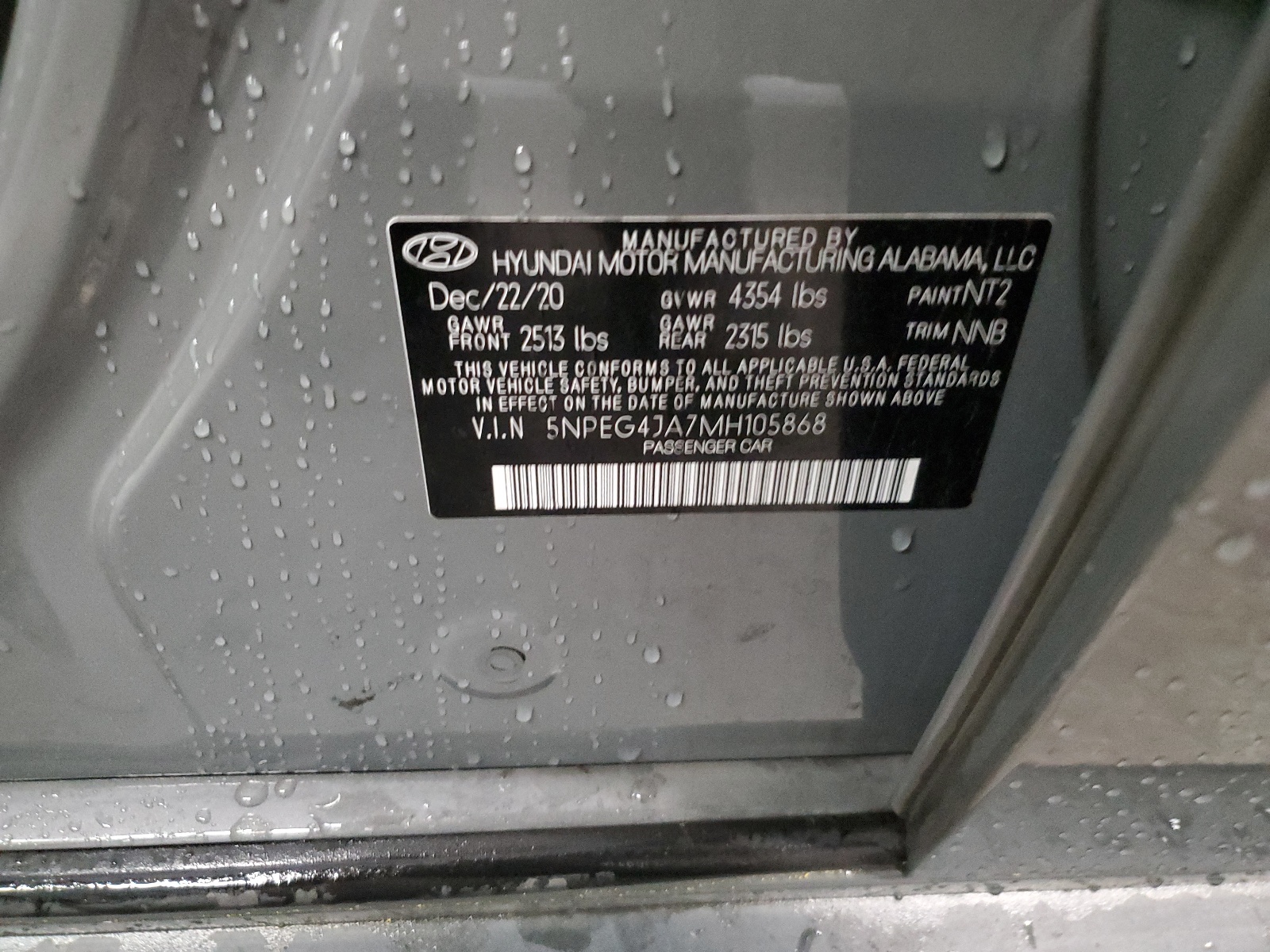 5NPEG4JA7MH105868 2021 Hyundai Sonata Se