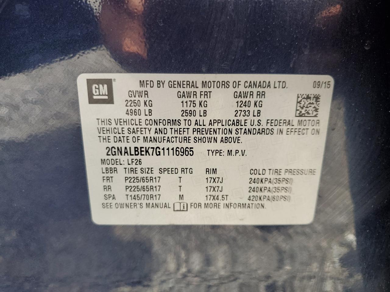 2016 Chevrolet Equinox Ls VIN: 2GNALBEK7G1116965 Lot: 60812094