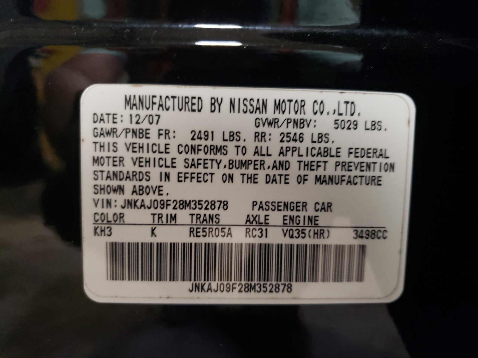 JNKAJ09F28M352878 2008 Infiniti Ex35 Base