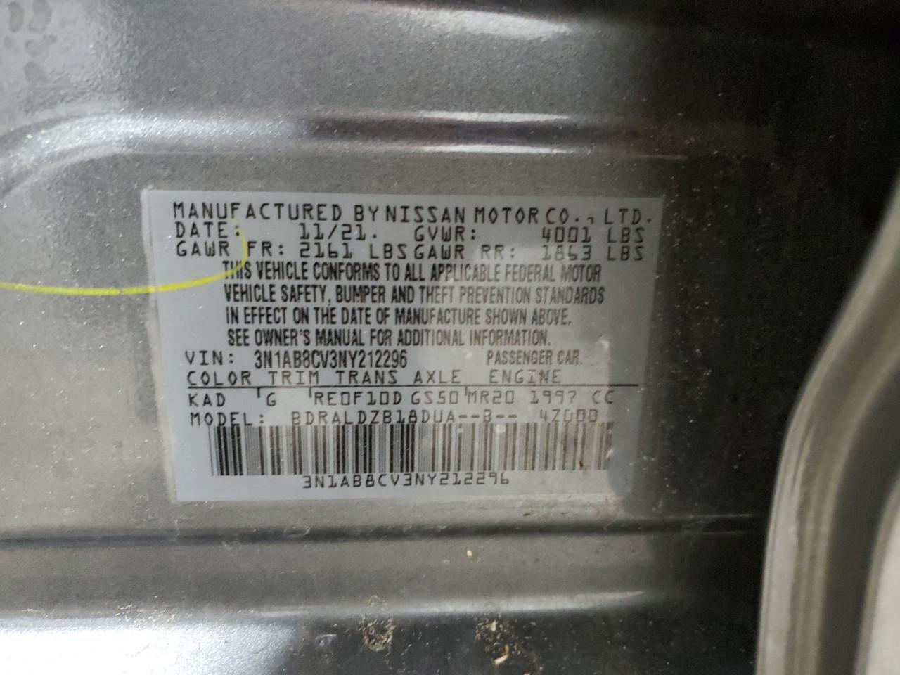 2022 Nissan Sentra Sv VIN: 3N1AB8CV3NY212296 Lot: 63564014