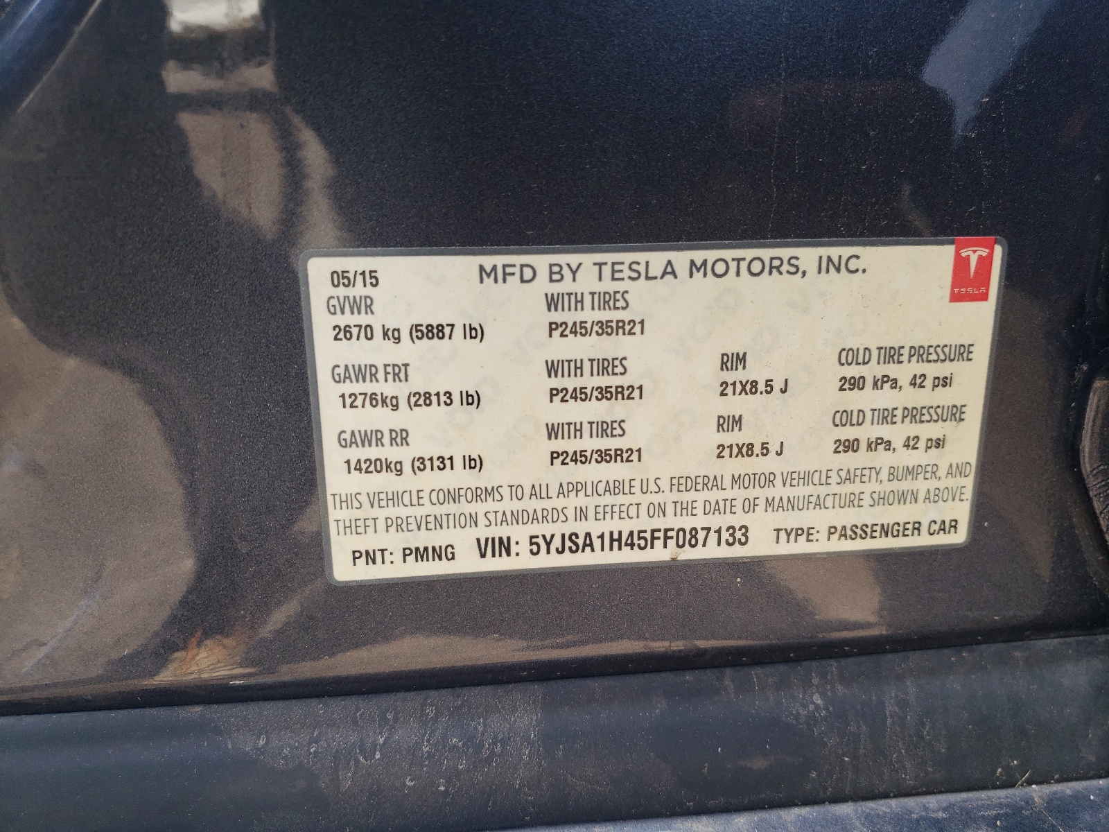 5YJSA1H45FF087133 2015 Tesla Model S P85D