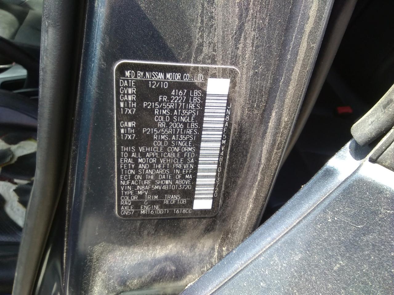 2011 Nissan Juke S VIN: JN8AF5MV4BT013720 Lot: 64716374