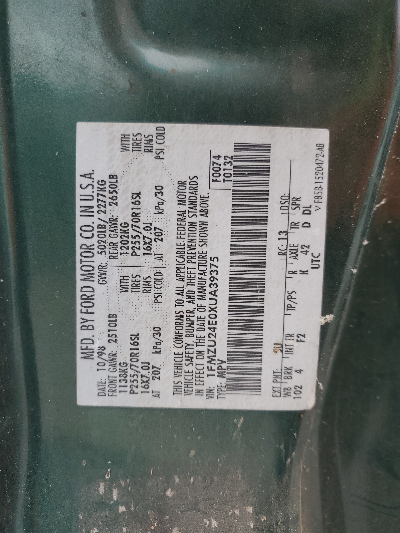 1FMZU24E0XUA39375 1999 Ford Explorer