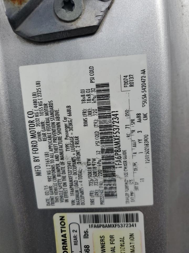 2015 Ford Mustang VIN: 1FA6P8AMXF5372341 Lot: 64843314