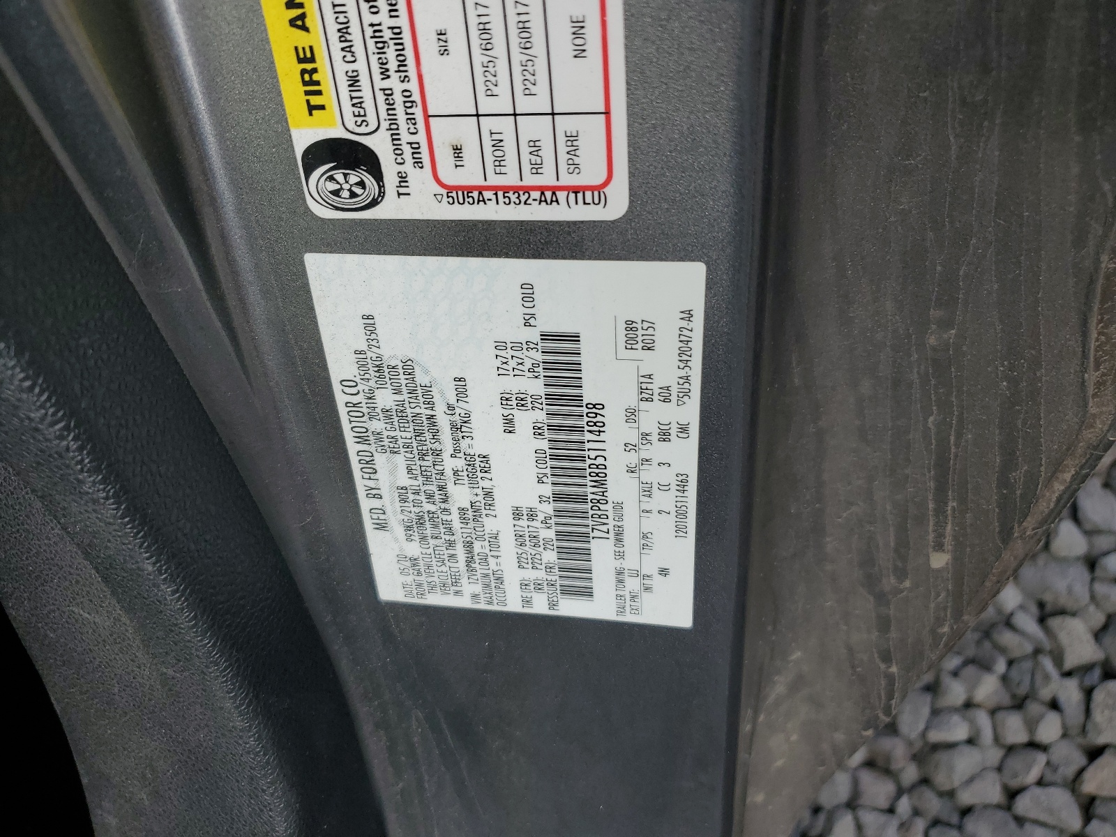 1ZVBP8AM8B5114898 2011 Ford Mustang