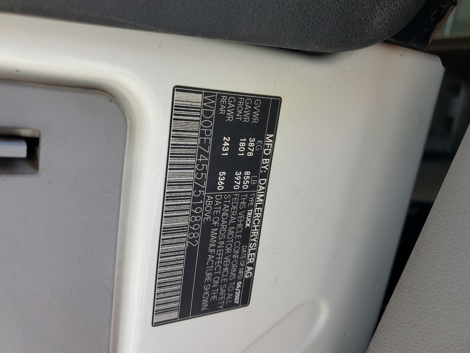 WD0PE745575198982 2007 Dodge Sprinter 2500