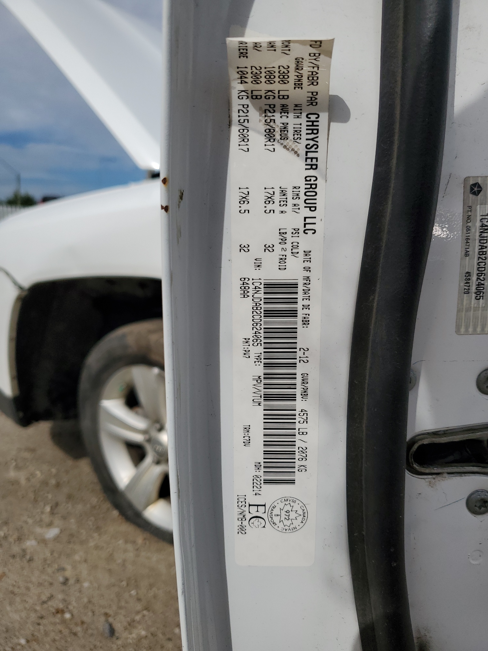 1C4NJDAB2CD624065 2012 Jeep Compass