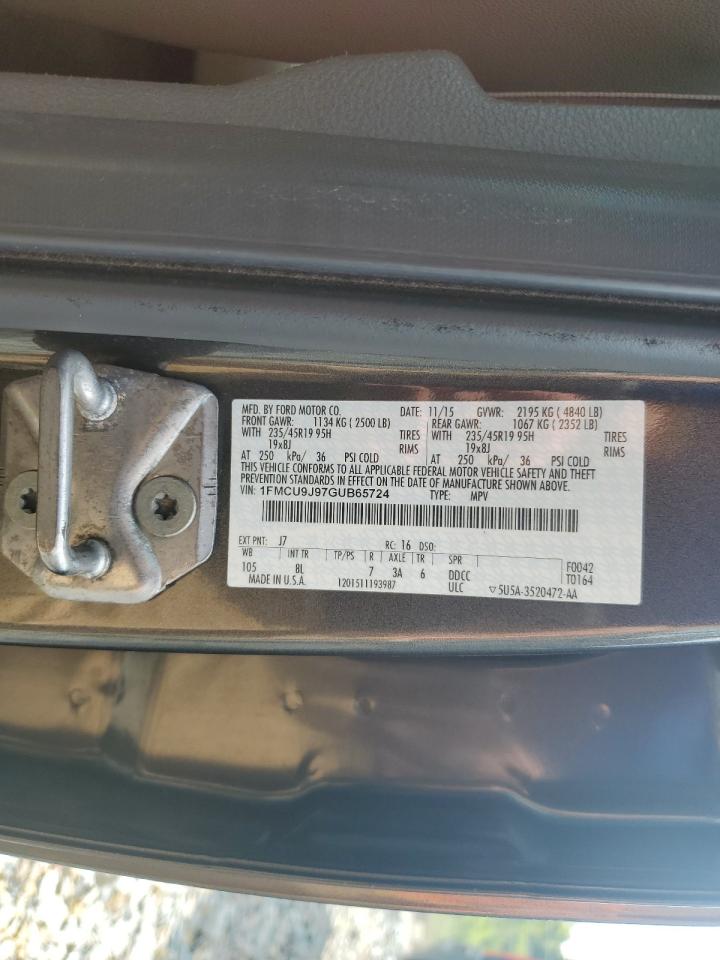 2016 Ford Escape Titanium VIN: 1FMCU9J97GUB65724 Lot: 65110134