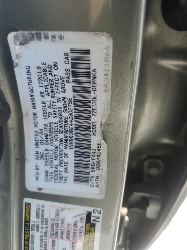 2004 Toyota Corolla Ce VIN: 1NXBR38E44Z302756 Lot: 63683334