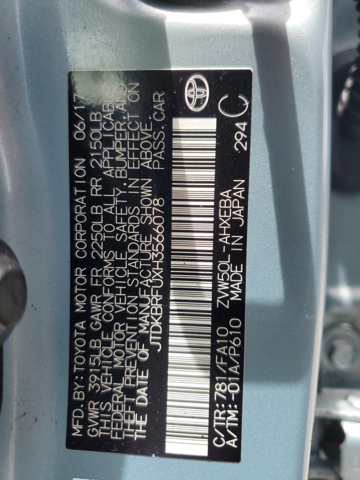 2017 Toyota Prius VIN: JTDKBRFUXH3566078 Lot: 64038214