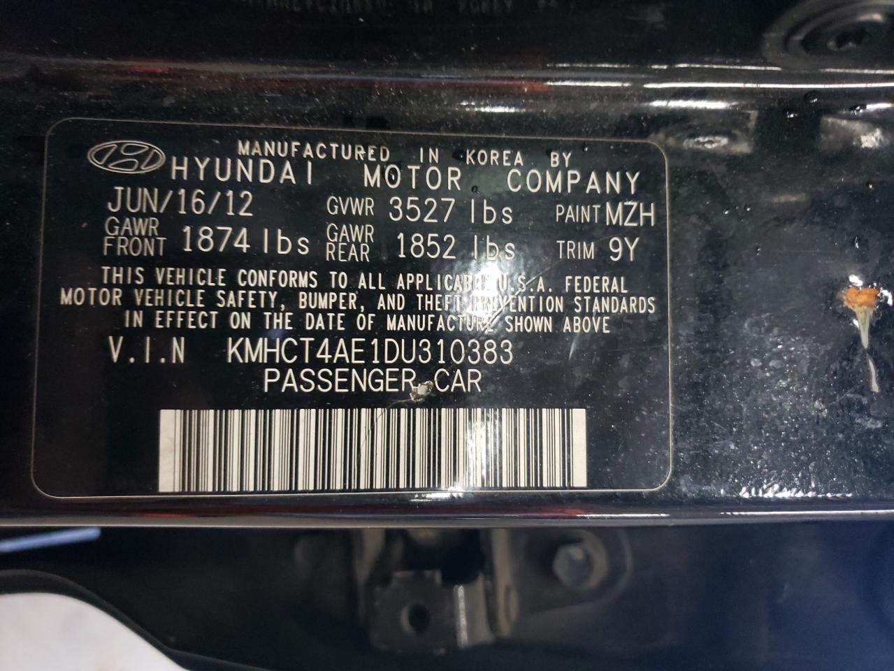 KMHCT4AE1DU310383 2013 Hyundai Accent Gls