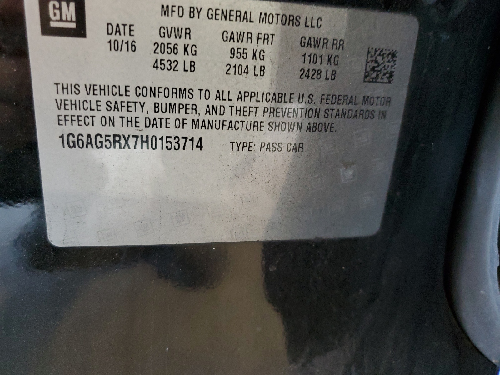 1G6AG5RX7H0153714 2017 Cadillac Ats