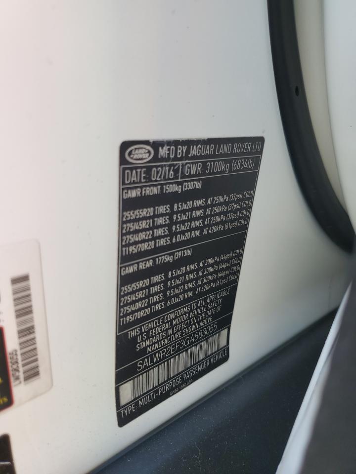 2016 Land Rover Range Rover Sport Sc VIN: SALWR2EF3GA583055 Lot: 65076414