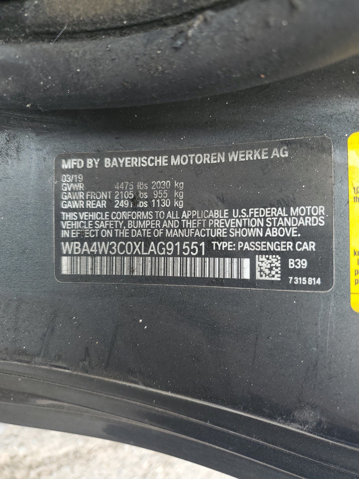 WBA4W3C0XLAG91551 2020 BMW 430I