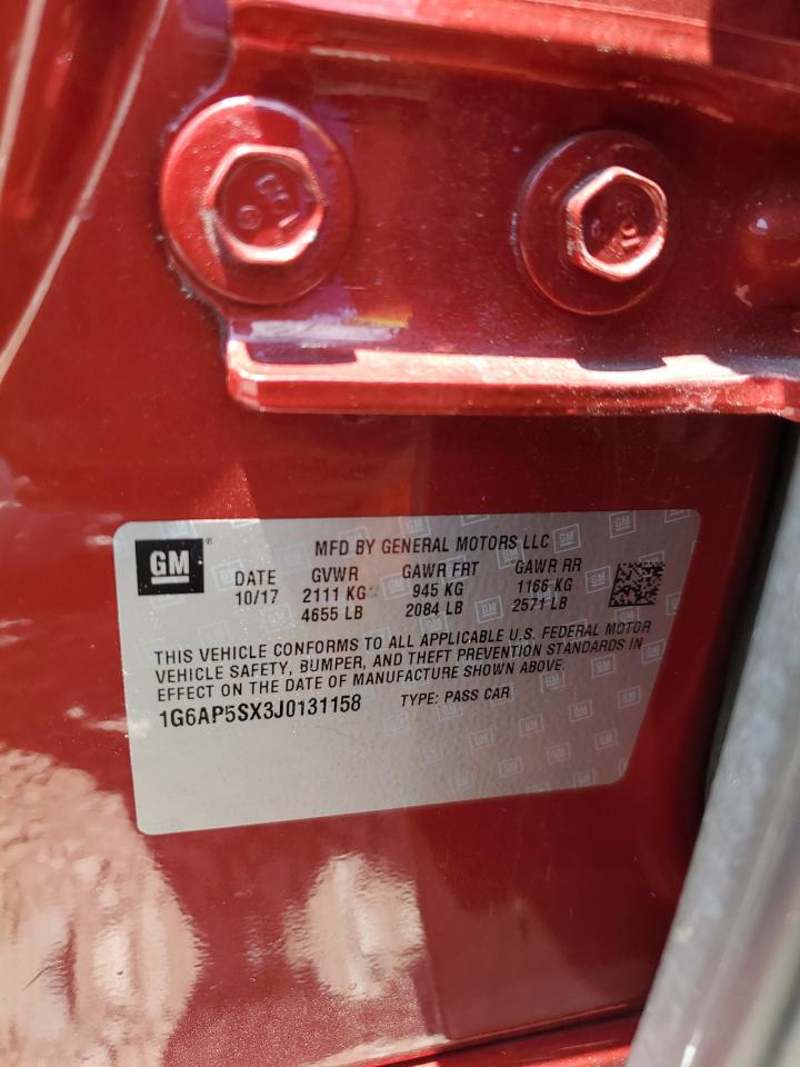 2018 Cadillac Cts VIN: 1G6AP5SX3J0131158 Lot: 63107934