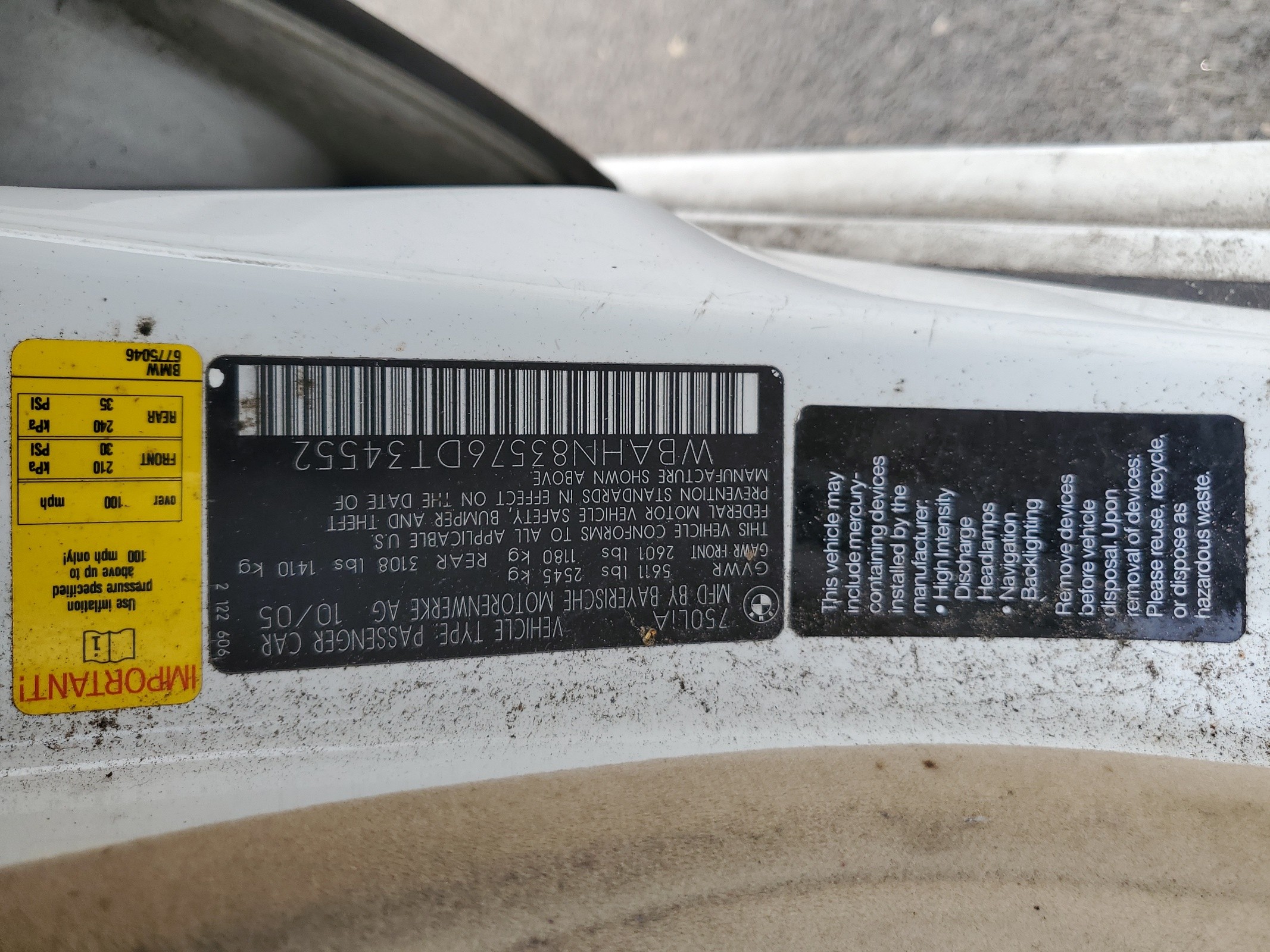 WBAHN83576DT34552 2006 BMW 750 Li