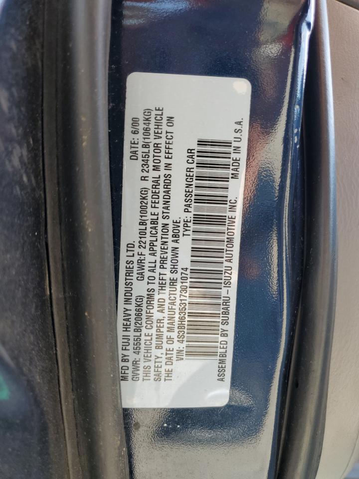 2001 Subaru Legacy L VIN: 4S3BH635317301074 Lot: 64980394