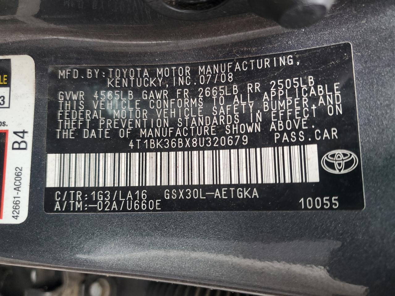 4T1BK36BX8U320679 2008 Toyota Avalon Xl