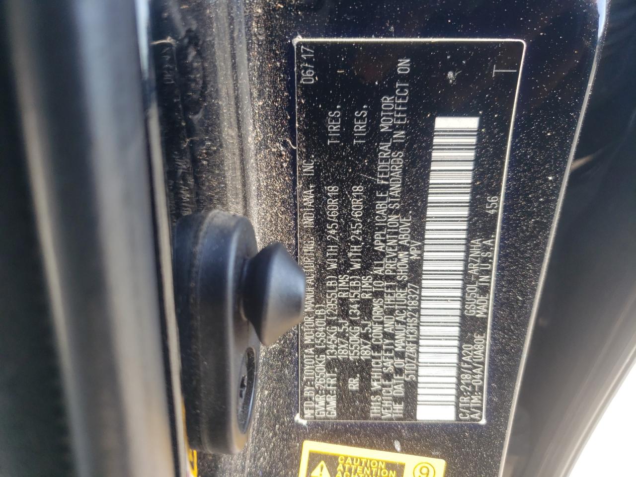 2017 Toyota Highlander Le VIN: 5TDZZRFH3HS218327 Lot: 62175514