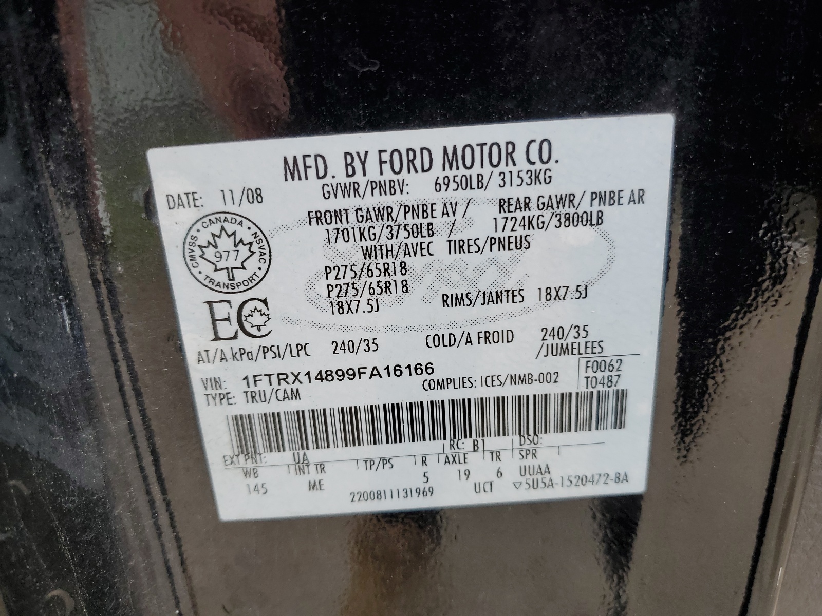 1FTRX14899FA16166 2009 Ford F150 Super Cab