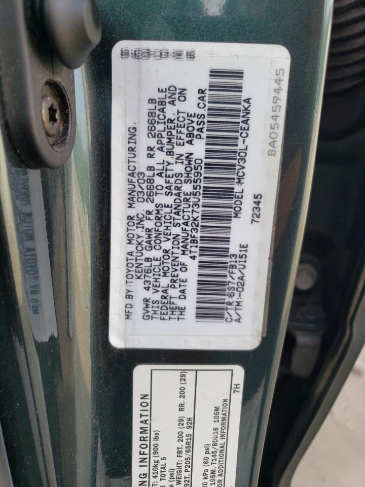 2003 Toyota Camry Le VIN: 4T1BF32K73U555950 Lot: 64347064