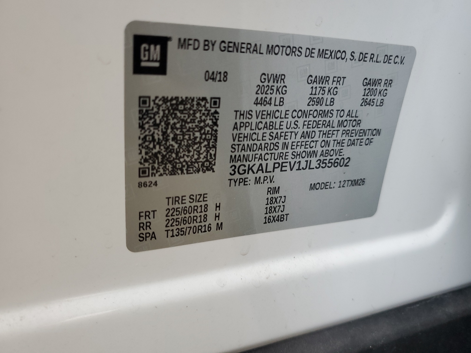 3GKALPEV1JL355602 2018 GMC Terrain Slt