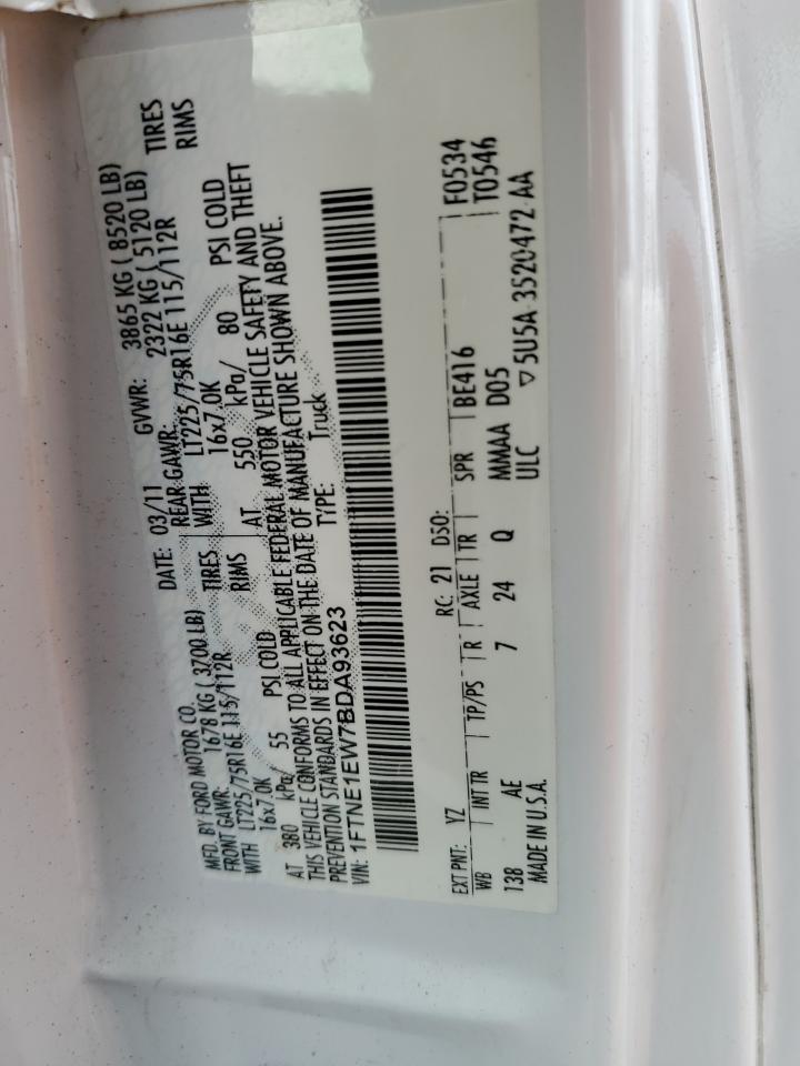 2011 Ford Econoline E150 Van VIN: 1FTNE1EW7BDA93623 Lot: 64811994