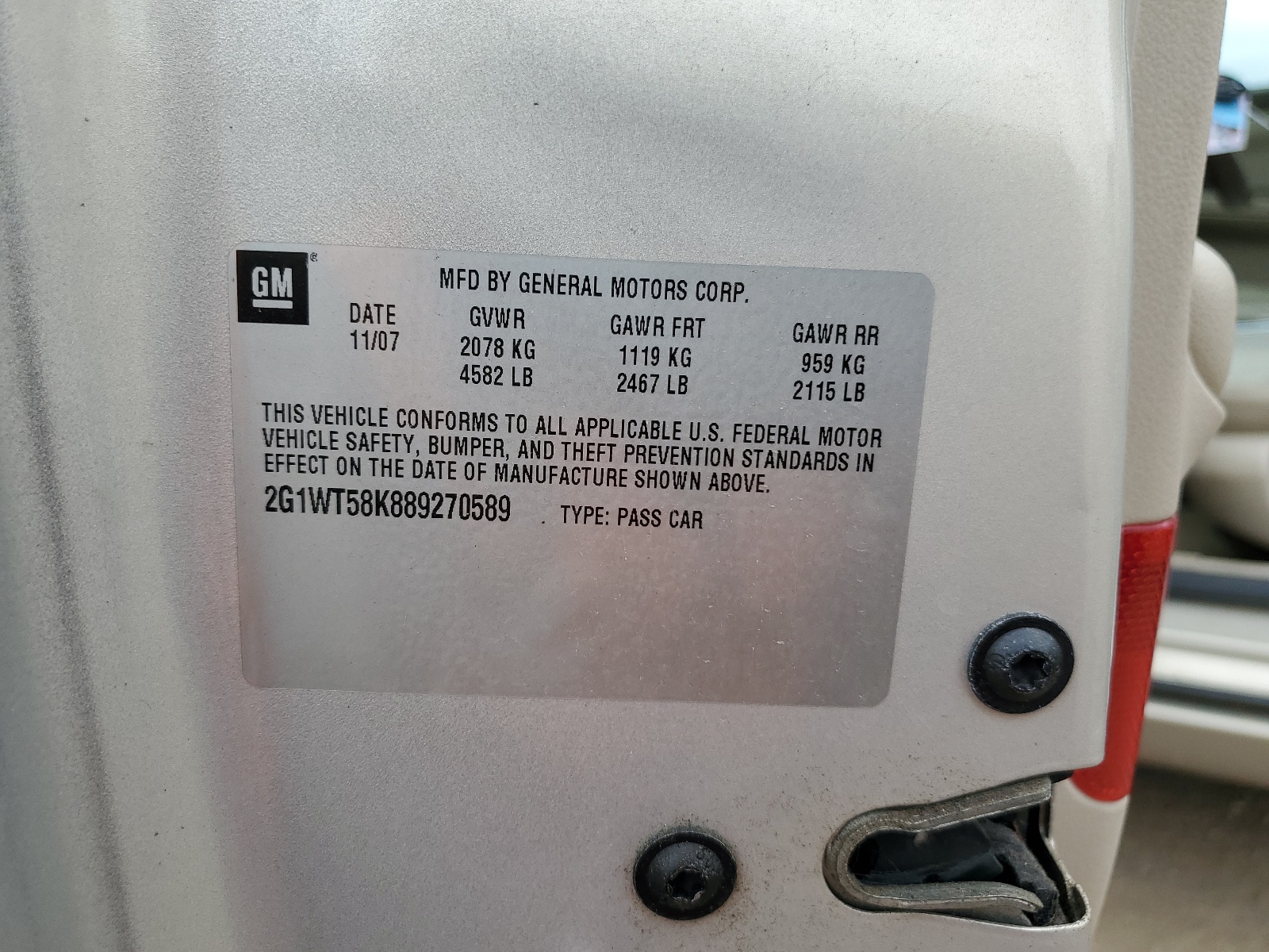 2G1WT58K889270589 2008 Chevrolet Impala Lt