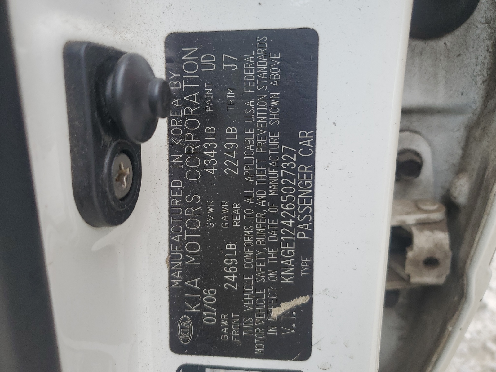 KNAGE124265027327 2006 Kia Optima Lx