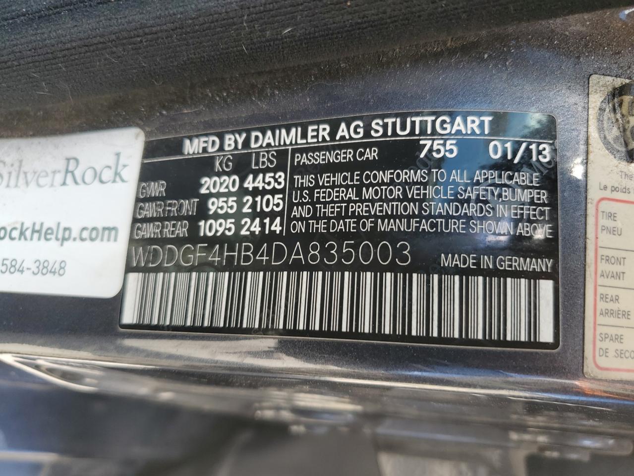 2013 Mercedes-Benz C 250 VIN: WDDGF4HB4DA835003 Lot: 60119244