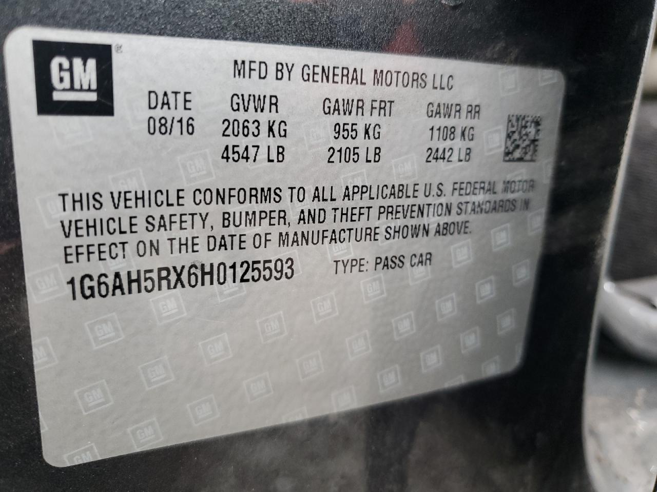 2017 Cadillac Ats Luxury VIN: 1G6AH5RX6H0125593 Lot: 62132844