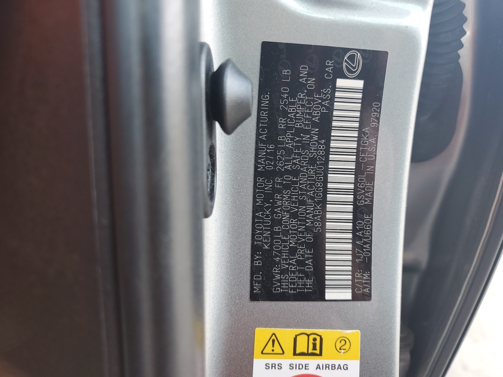 58ABK1GG8GU012884 2016 Lexus Es 350