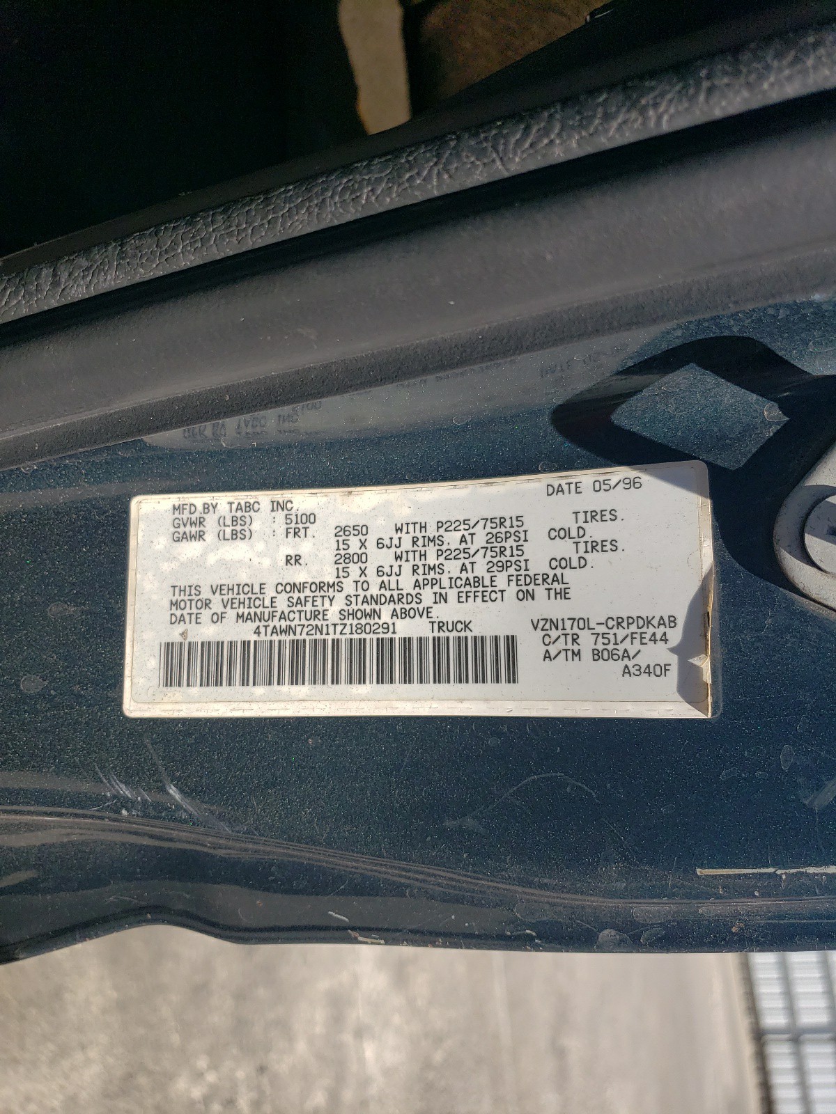 4TAWN72N1TZ180291 1996 Toyota Tacoma Xtracab