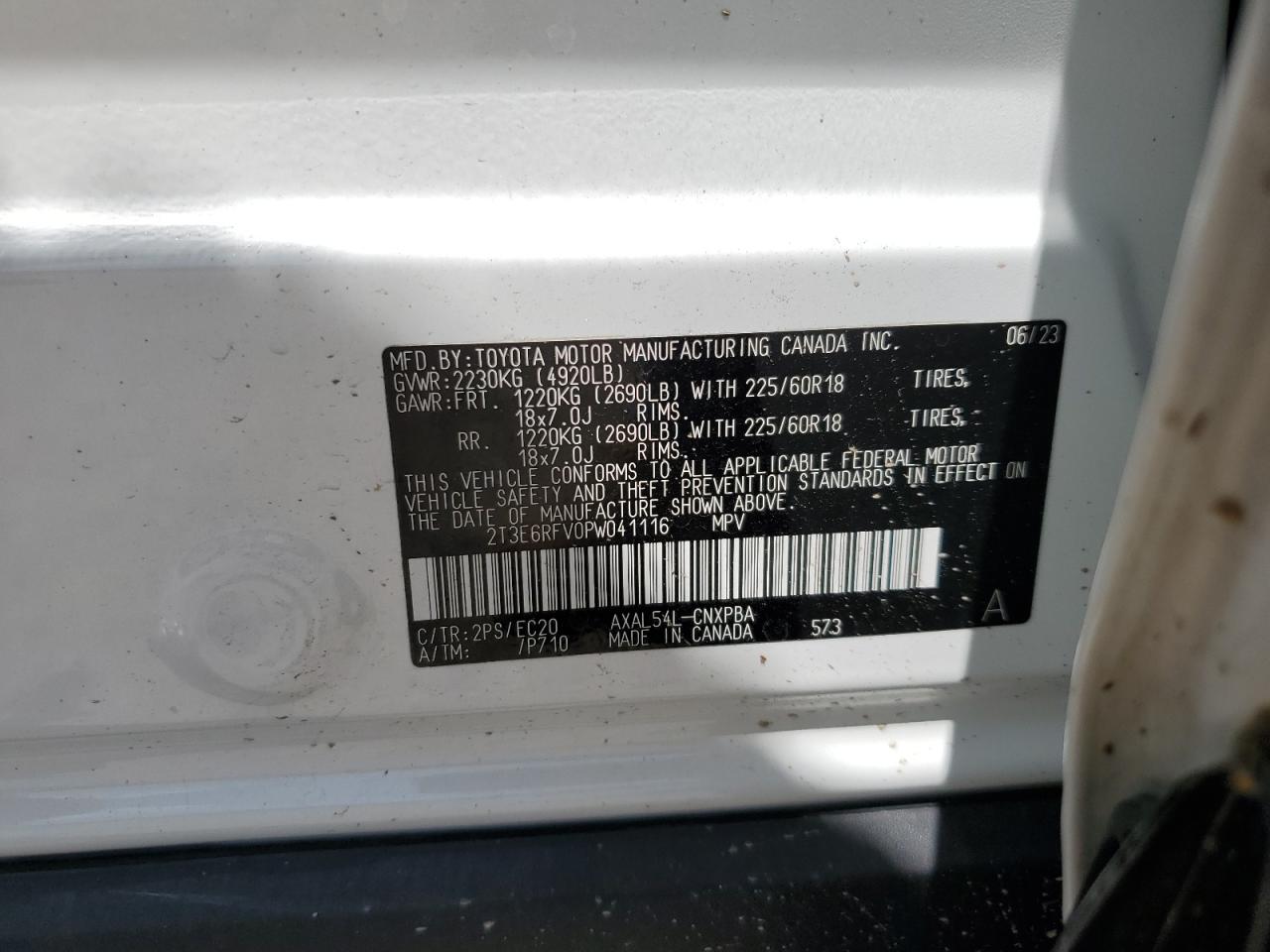 2023 Toyota Rav4 Xse VIN: 2T3E6RFV0PW041116 Lot: 64499054